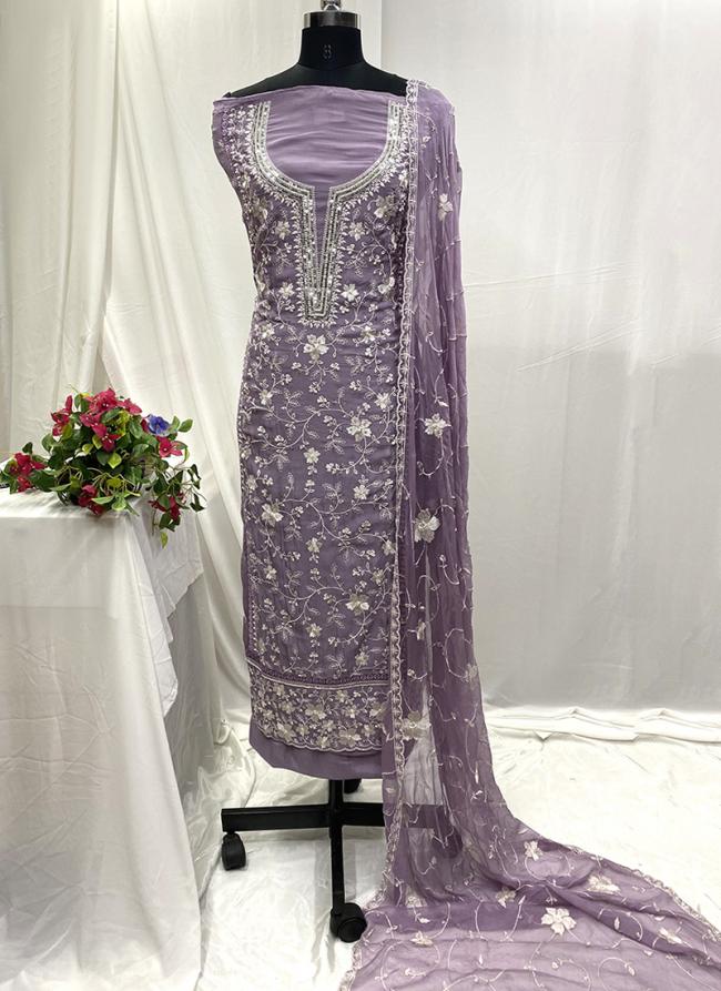 Soft Organza Purple Festival Wear Hand Work Salwaar Suit